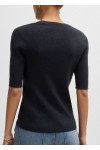 KNIT T-SHIRT IN STRETCH FABRIC WITH HARDWARE DETAILS