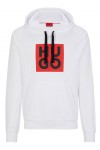 COTTON-TERRY HOODIE WITH STACKED LOGO PRINT WHITE
