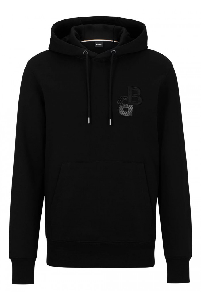 COTTON-TERRY HOODIE WITH PRINTED AND EMBROIDERED MONOGRAMS