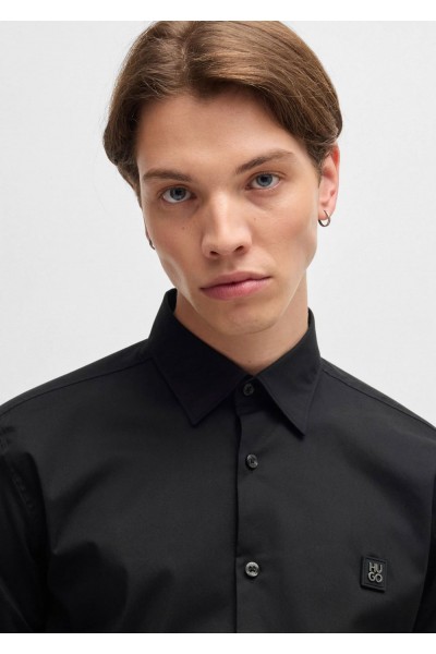 SLIM-FIT SHIRT IN STRETCH COTTON WITH STACKED LOGO
