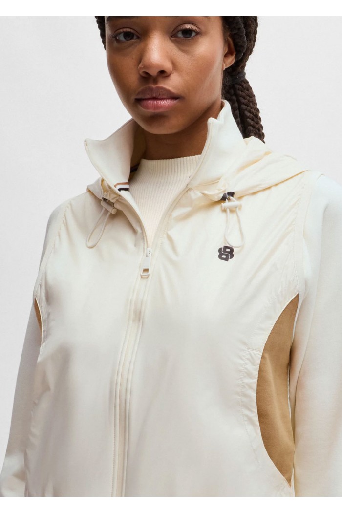Cotton-blend zip-up hoodie with monogram pattern