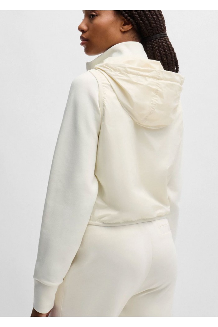 Cotton-blend zip-up hoodie with monogram pattern
