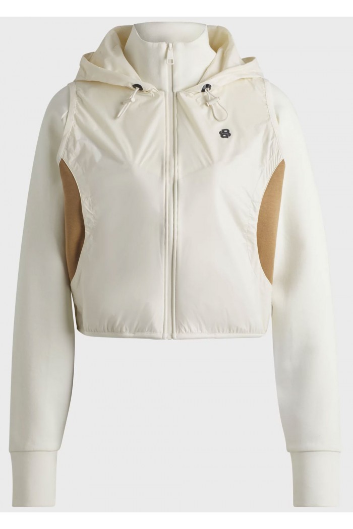 Cotton-blend zip-up hoodie with monogram pattern