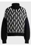 Virgin-wool sweater with two-tone cable structure