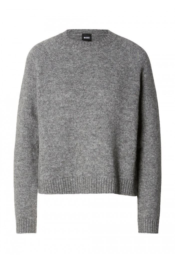 Crew-neck sweater in stretch fabric