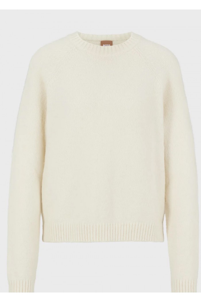 Crew-neck sweater in stretch fabric