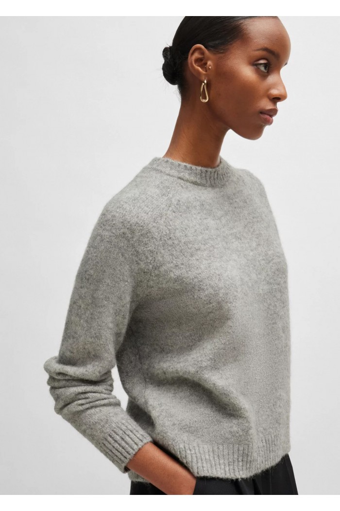 Crew-neck sweater in stretch fabric