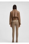 Trench-style leather jacket with tie-up belt