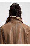Trench-style leather jacket with tie-up belt