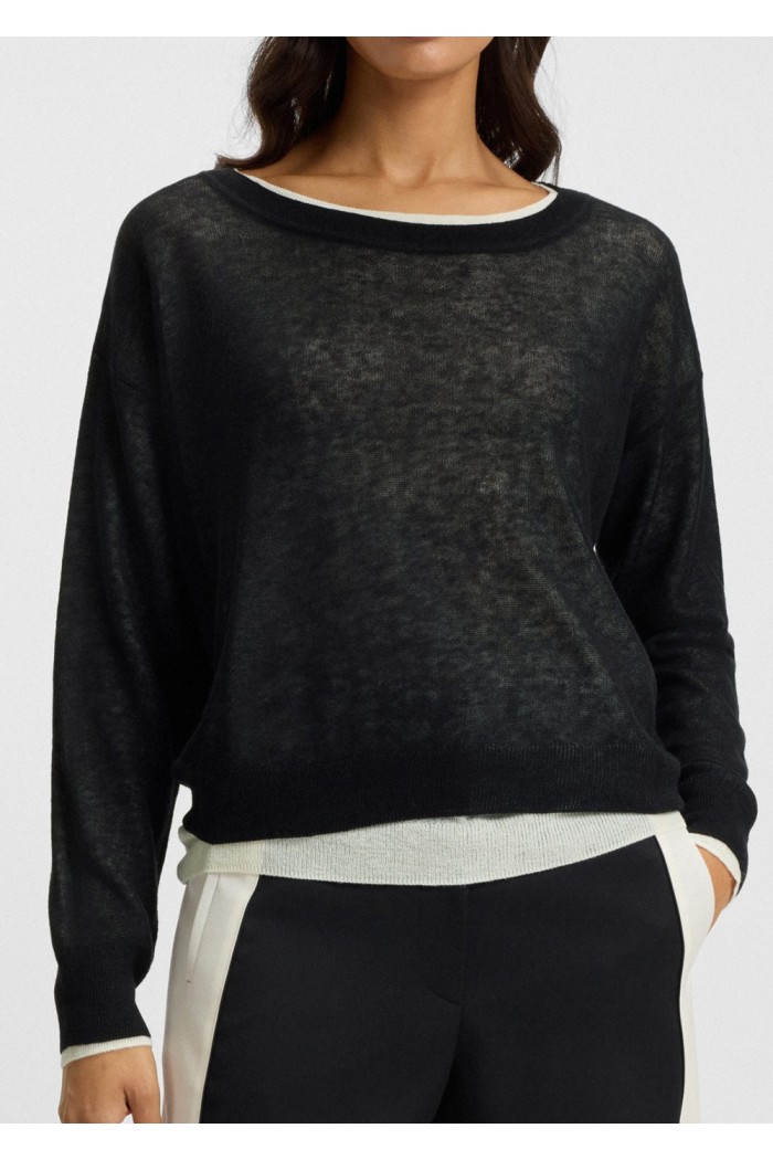Knitted sweater with layered design