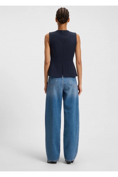 Relaxed-fit jeans in indigo denim with stepped hems