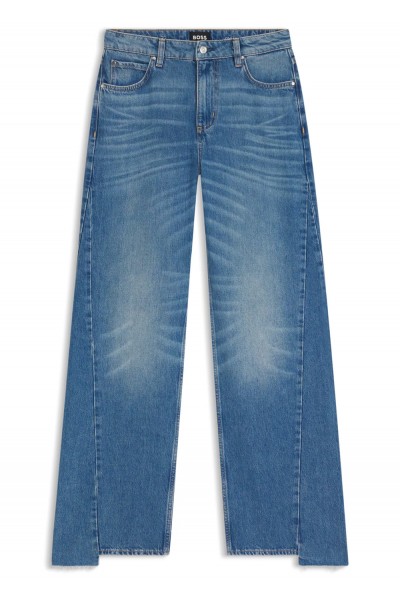 Relaxed-fit jeans in indigo denim with stepped hems