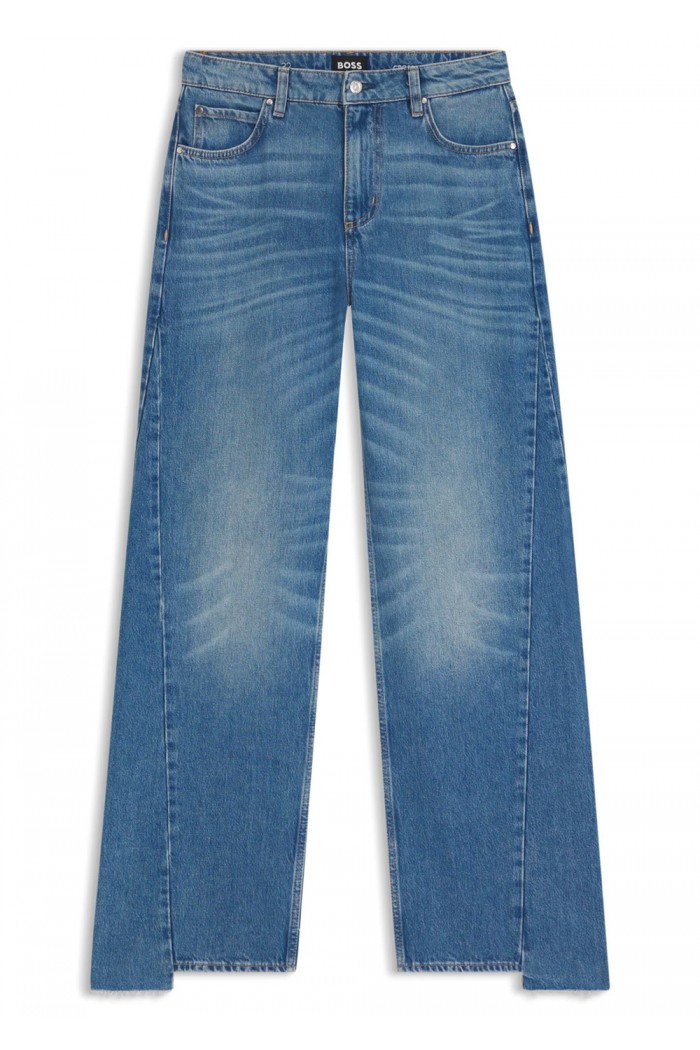 Relaxed-fit jeans in indigo denim with stepped hems