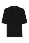 Knit virgin-wool polo sweater with moisture management