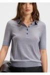 Knit virgin-wool polo sweater with moisture management