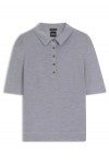 Knit virgin-wool polo sweater with moisture management