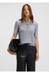 Knit virgin-wool polo sweater with moisture management