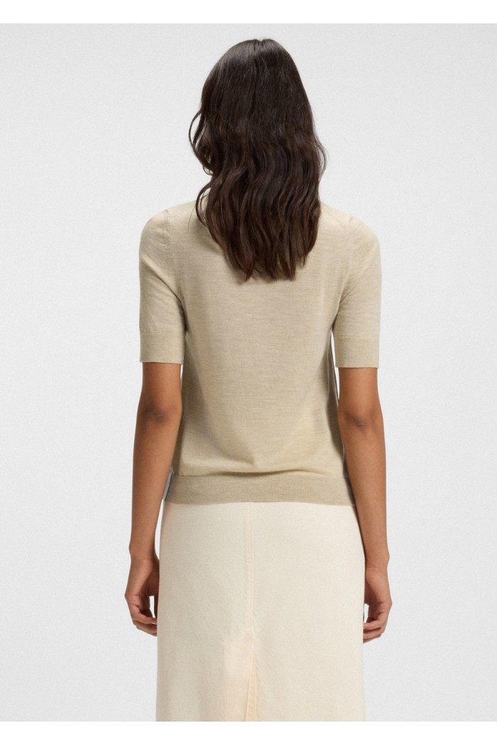 Knit virgin-wool polo sweater with moisture management