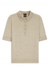 Knit virgin-wool polo sweater with moisture management