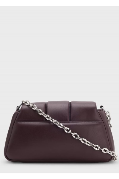 Chain-handle shoulder bag with logo closure