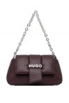 Chain-handle shoulder bag with logo closure