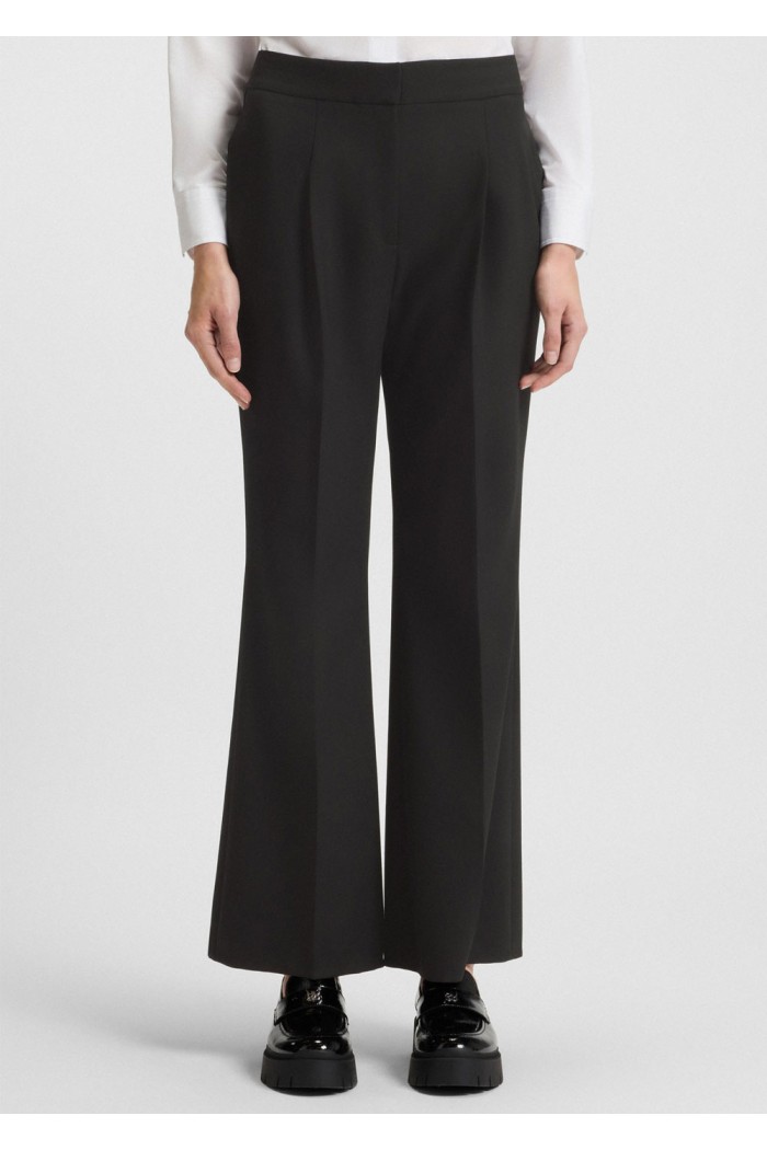 Regular-fit trousers in stretch fabric with wide leg