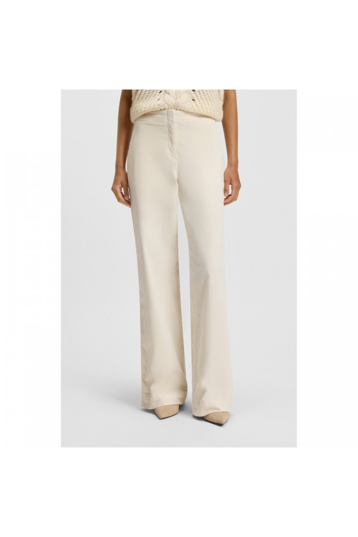 Straight-leg trousers in stretch-cotton velvet