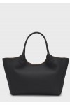 Tote bag in grained leather with logo lettering