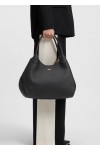 Tote bag in grained leather with logo lettering