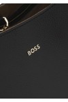 Tote bag in grained leather with logo lettering