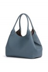 Tote bag in grained leather with logo lettering