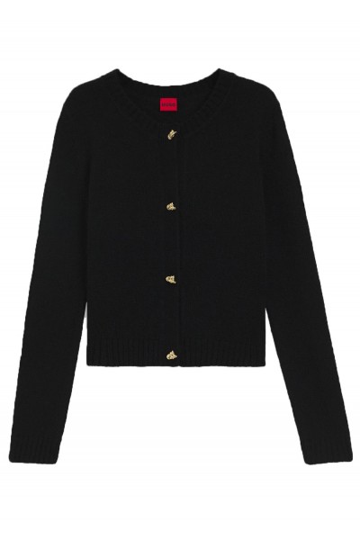 Knitted cardigan with gold-tone knot buttons