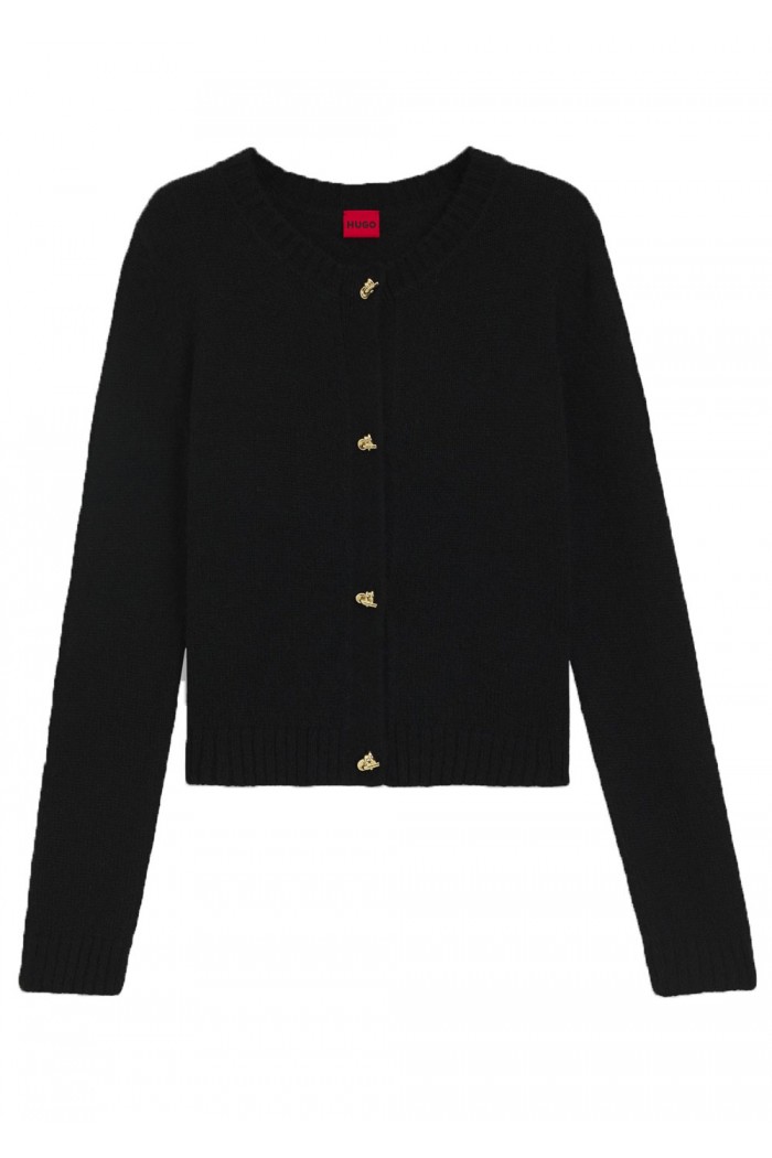 Knitted cardigan with gold-tone knot buttons