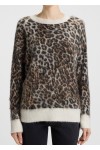 Loose-fit knitted sweater with leopard jacquard