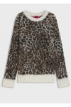 Loose-fit knitted sweater with leopard jacquard