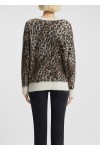 Loose-fit knitted sweater with leopard jacquard