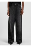 Wide-leg jeans in crystal-embellished black denim