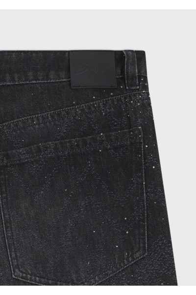 Wide-leg jeans in crystal-embellished black denim Wide-leg jeans in crystal-embellished black denim
