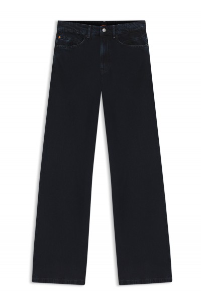 Wide-leg jeans in blue-black rigid denim