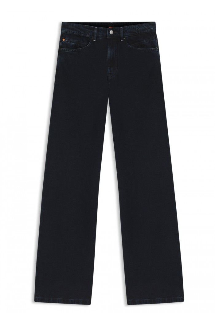 Wide-leg jeans in blue-black rigid denim