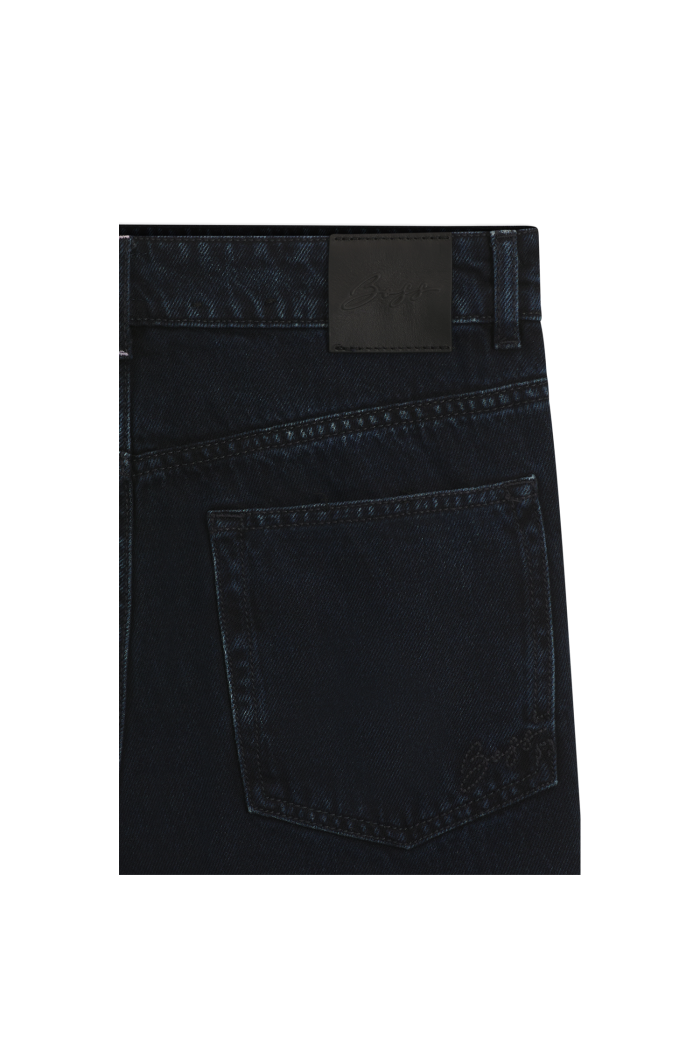 Wide-leg jeans in blue-black rigid denim