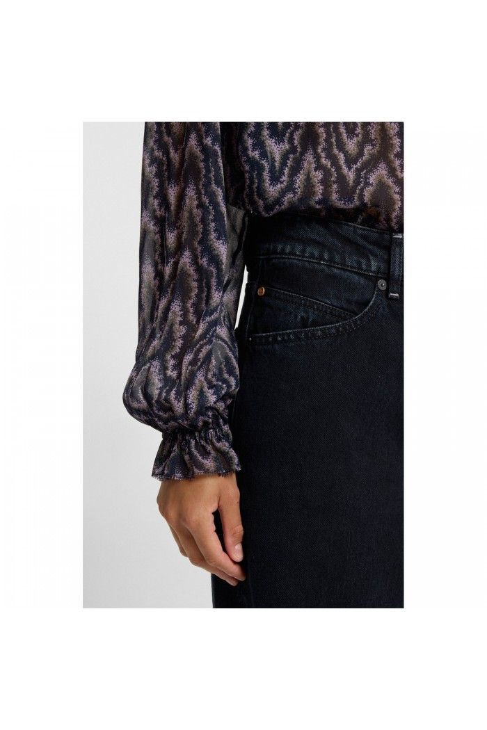 Wide-leg jeans in blue-black rigid denim