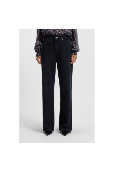 Wide-leg jeans in blue-black rigid denim
