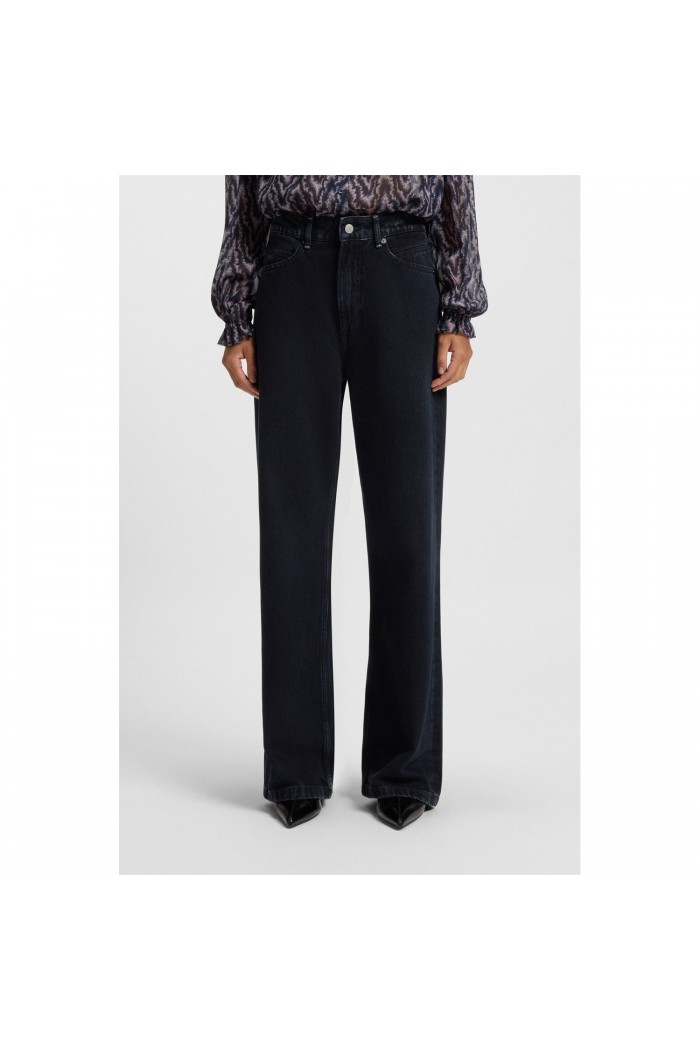 Wide-leg jeans in blue-black rigid denim
