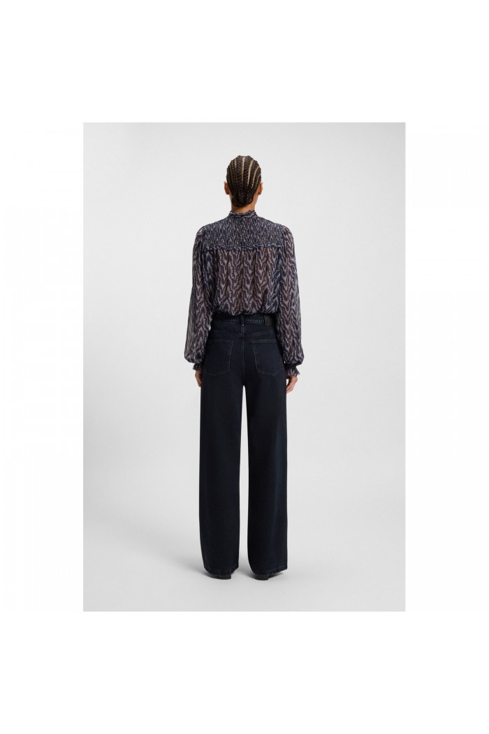 Wide-leg jeans in blue-black rigid denim