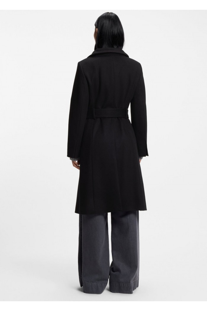 Belted coat in virgin wool and cashmere