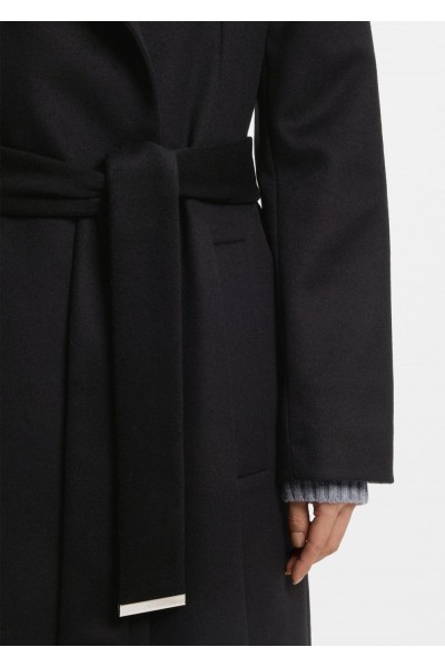 Belted coat in virgin wool and cashmere