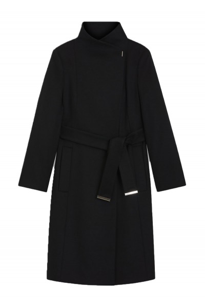 Belted coat in virgin wool and cashmere
