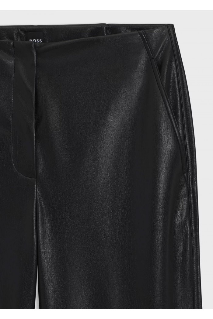 Straight-leg trousers in faux leather