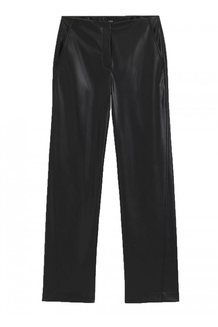 Straight-leg trousers in faux leather